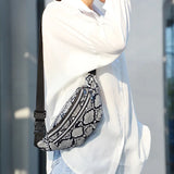 Snakeskin Waist Bag Fanny Pack Running Belt Pouch PU Chest Bag