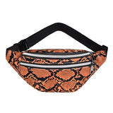 Snakeskin Waist Bag Fanny Pack Running Belt Pouch PU Chest Bag