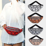 Snakeskin Waist Bag Fanny Pack Running Belt Pouch PU Chest Bag