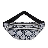 Snakeskin Waist Bag Fanny Pack Running Belt Pouch PU Chest Bag