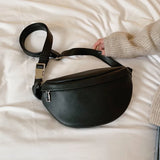 Waist Bag PU Leather Metal Button Chain Saddle Bag Fanny Pack Bananka Women