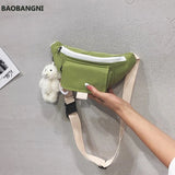 Canvas Waist Bag Women Leisure Fanny Pack Girls Crossbody Chest Bag
