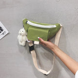Canvas Waist Bag Women Hit Fanny Pack Girls Crossbody Chest Bag Belt