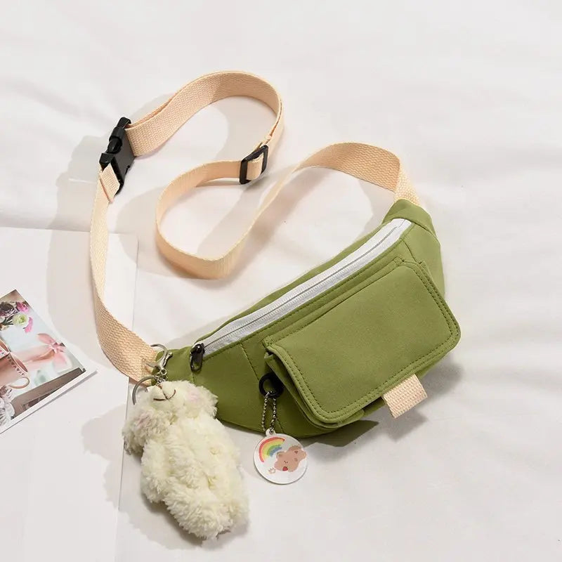 Canvas Waist Bag Women Leisure Fanny Pack Girls Crossbody Chest Bag