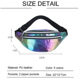 Laser PU Leather Waist Bag for Women Crossbody Outdoor Sports Belt Bag