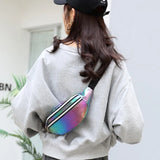 Laser PU Leather Waist Bag for Women Crossbody Outdoor Sports Belt Bag