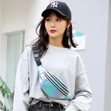 Laser PU Leather Waist Bag for Women Crossbody Outdoor Sports Belt Bag