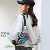 Laser PU Leather Waist Bag for Women Crossbody Outdoor Sports Belt Bag