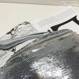 Sequin Fanny Pack Women PU Leather Waist Bag Zipper Waist Bag