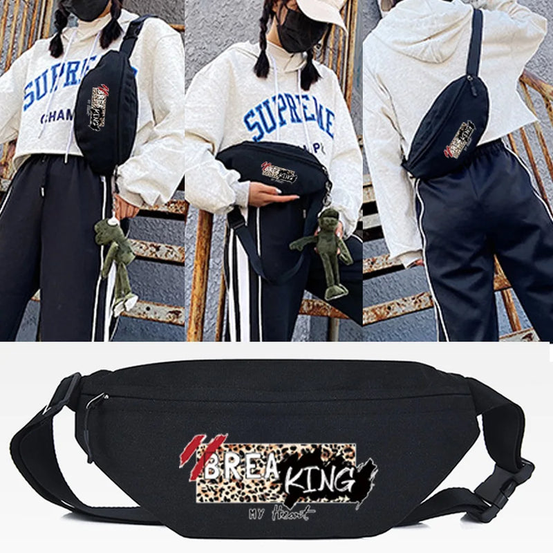 HUSTLE Letter Print Chest Bags for Men Casual Unisex Crossbody Shoulder Bags