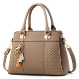 PU Leather Tassel Tote Bags Embroidery Crossbody Shoulder Bag