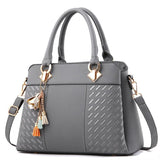 PU Leather Tassel Tote Bags Embroidery Crossbody Shoulder Bag