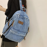 Denim Women Travel Backpack Mochila Solid Shopping School Bags Large Bookbag