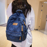 Denim Women Travel Backpack Mochila Solid Shopping School Bags Large Bookbag