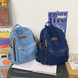 Denim Women Travel Backpack Mochila Solid Shopping School Bags Large Bookbag