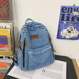 Denim Women Travel Backpack Mochila Solid Shopping School Bags Large Bookbag