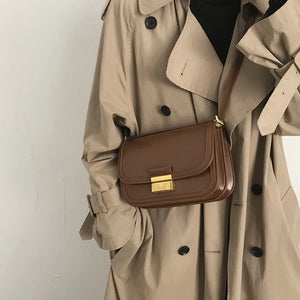 Weave Flap Bags Square Crossbody Bag High PU Leather Women's Handbag