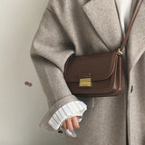 Weave Flap Bags Square Crossbody Bag High PU Leather Women's Handbag