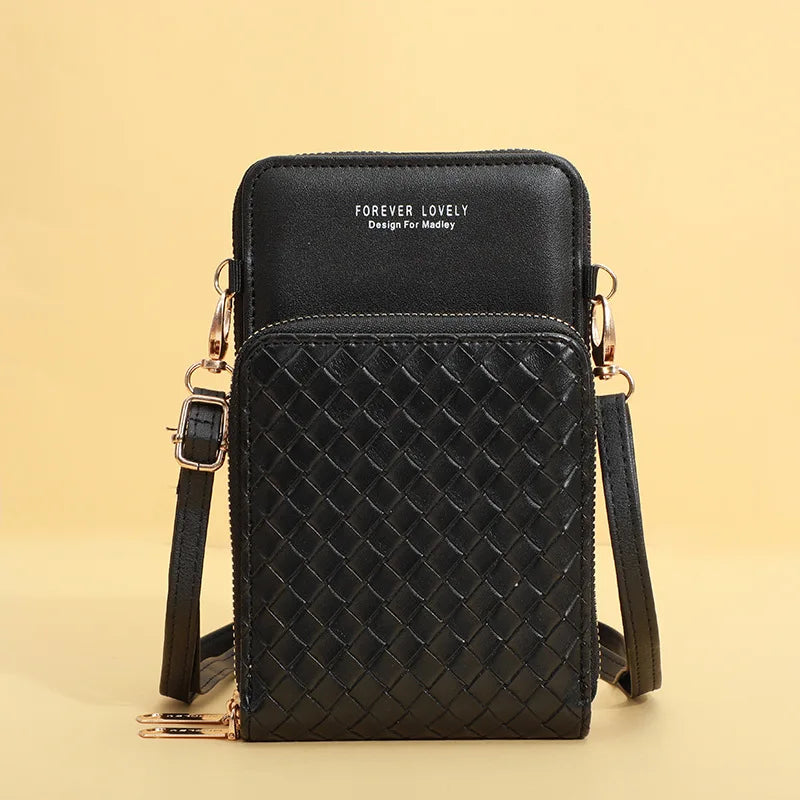 Weave Pattern Crossbody Bag for Women PU Leather Shoulder Messenger
