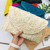Wheat Straw Woven Clutch Bag Casual Solid Purse Ladies Summer Beach Bag