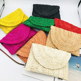 Wheat Straw Woven Clutch Bag Casual Solid Purse Ladies Summer Beach Bag