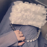 Ruffle Ruched Shoulder Bag Mini Tote Crossbody Handbag