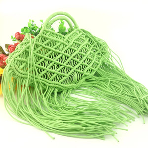 Cotton Rope Woven Bag Tassel Shoulder Ladies Handbag Straw Bag