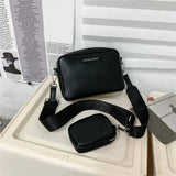 Wide Strap Crossbody Bags PU Leather Small Messenger Travel Handbags
