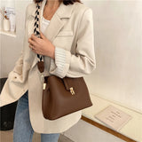 Vintage PU Leather Bucket Bag Large Capacity Messenger Bag