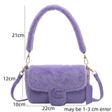 Winter Plush Bags for Women Purple Shoulder Crossbody Bags