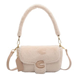 Winter Plush Bags for Women Purple Shoulder Crossbody Bags