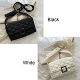 Winter Warm Plaid Shoulder Bags Lightweight Down Cotton Padded Quilted Tote Wome