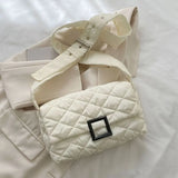 Winter Warm Plaid Shoulder Bags Lightweight Down Cotton Padded Quilted Tote Wome
