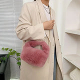 Winter Women Bucket Bag Faux Fur Ladies Small Casual Tote Shoulder Bags