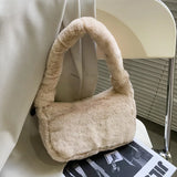 Winter Women Shoulder Bags Plush Hobos Clutch Handbag Soft Fluffy Totes