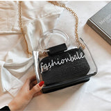 Clear PVC Handbag Messenger Bag Chain Shoulder Bag Female Straw Beach Bags
