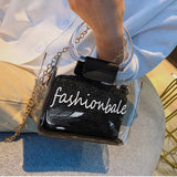 Clear PVC Handbag Messenger Bag Chain Shoulder Bag Female Straw Beach Bags