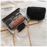 Clear PVC Handbag Messenger Bag Chain Shoulder Bag Female Straw Beach Bags