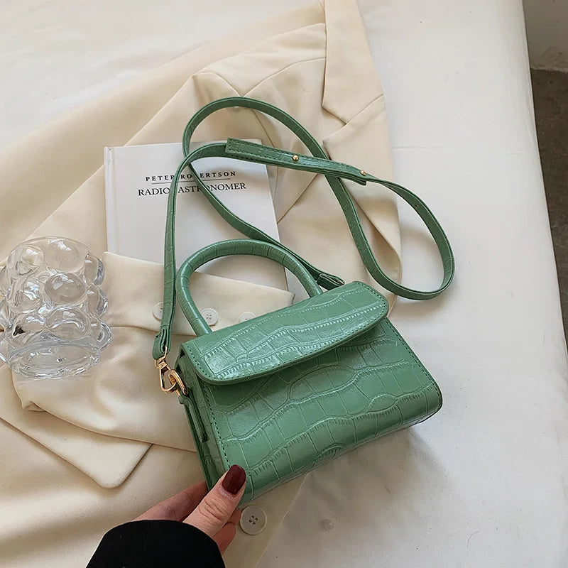 Stone Pattern Leather Crossbody Mini Flap Bag Small Shoulder Bag