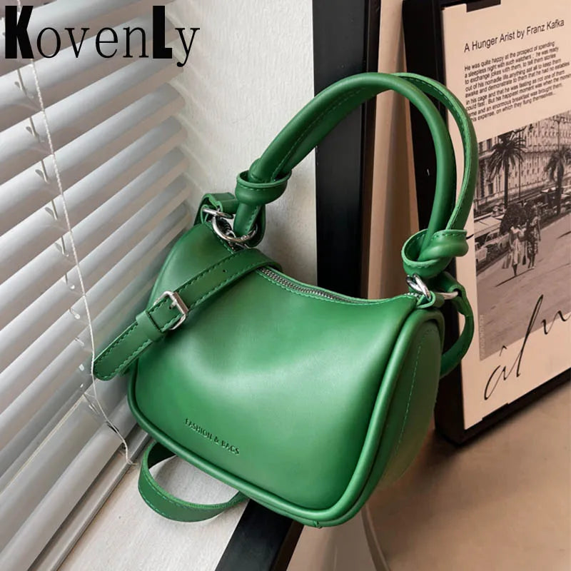 Vintage Leather Clutch Bag Zipper Crossbody Shoulder Pouch