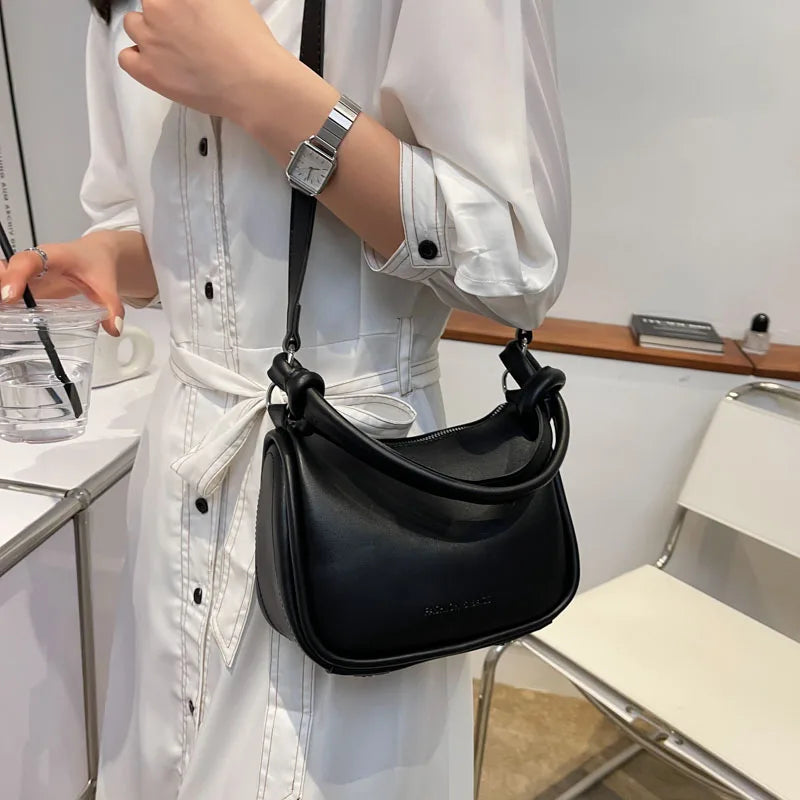 Vintage Leather Clutch Bag Zipper Crossbody Shoulder Pouch