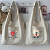 Sweet Style Shopping Bag Tote Bag Casual Commuter Bag Beige Canvas