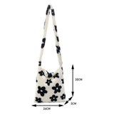 Floral Printed Shoulder Handbag Soft Fluffy Crossbody Large Capacity Bag