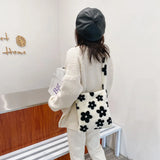 Floral Printed Shoulder Handbag Soft Fluffy Crossbody Large Capacity Bag