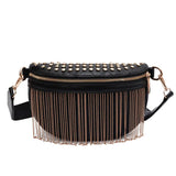 Women Waist Bag Tassel Leather Chest Pack Shoulder Crossbody Chest Bags