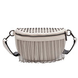 Women Waist Bag Tassel Leather Chest Pack Shoulder Crossbody Chest Bags