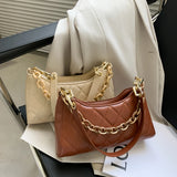 Women Acrylic Chain Handbags Lattice Pattern Underarm Purse