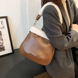 Plush Handbags Women Autumn Winter Shoulder Bags Large Messenger Bags