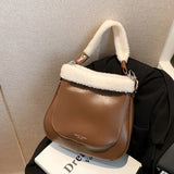 Plush Handbags Women Autumn Winter Shoulder Bags Large Messenger Bags