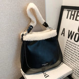 Plush Handbags Women Autumn Winter Shoulder Bags Large Messenger Bags
